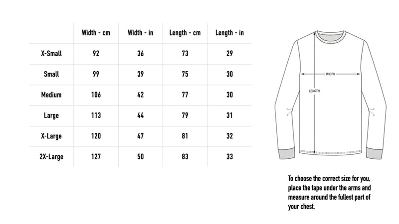 Size chart for Lil Goaty Polo Club Rugby Shirt