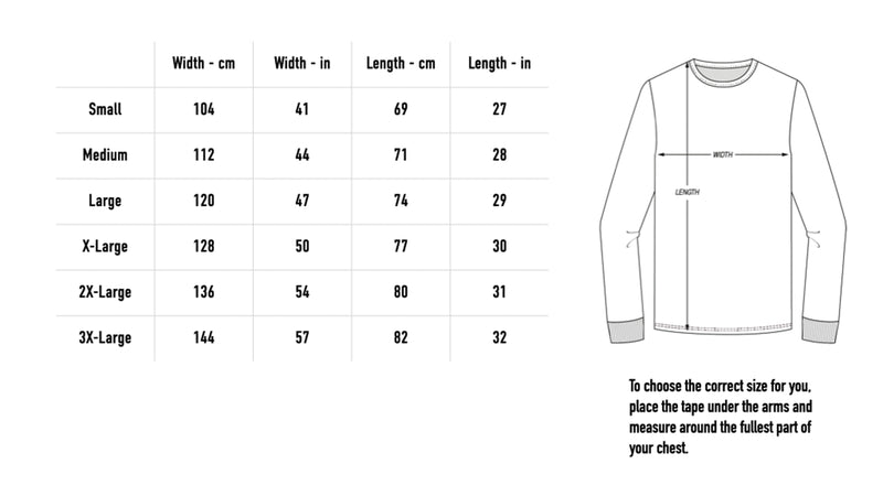 Size chart for This Heathen Land Camo Longsleeve