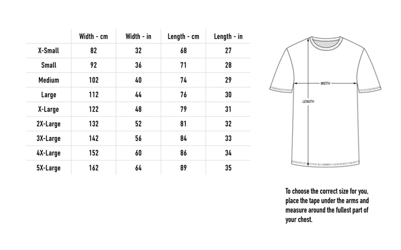 Size chart for Into The Wild Tee - Natural