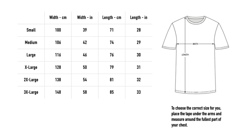 Size chart for Evil In This House Tee - Black